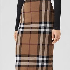 Check Cotton Silk Blend Jacquard Skirt